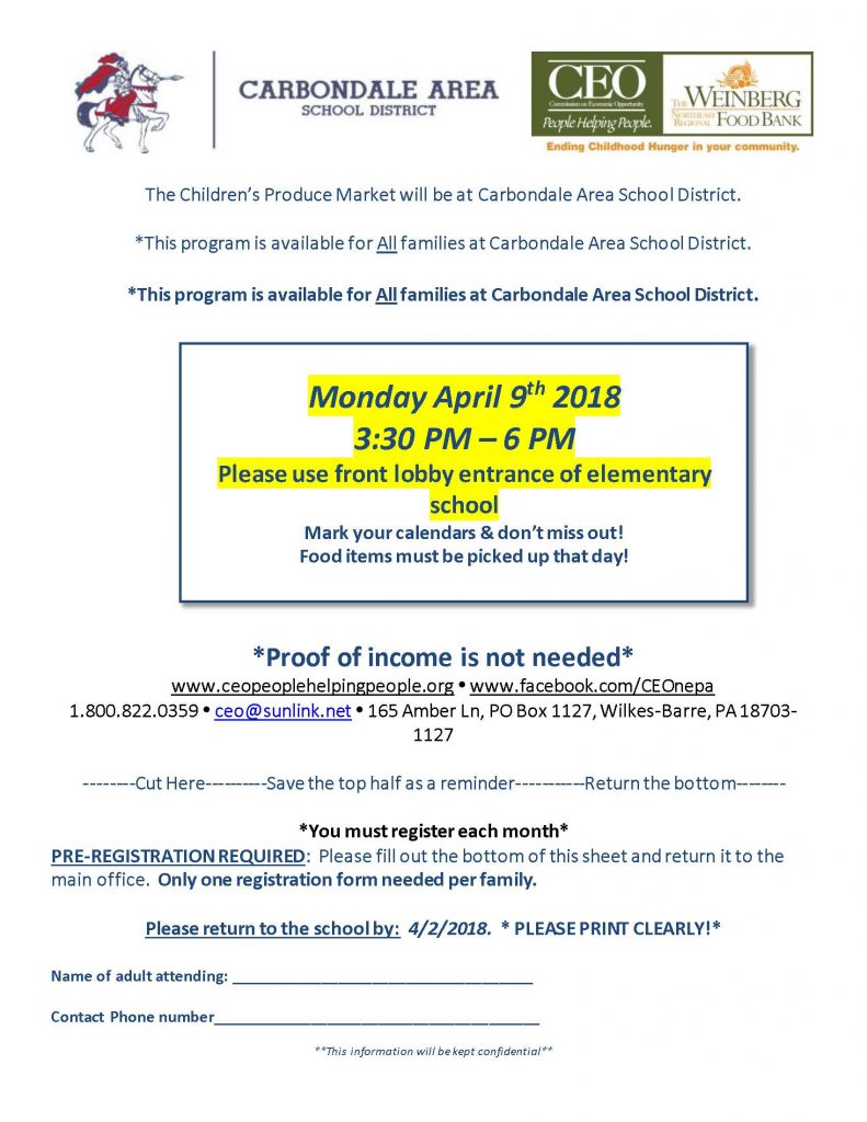 Ceo Food Pantry Flyer Carbondale Carbondale Area School District