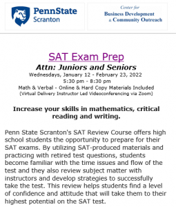 Attention Juniors and Seniors: SAT Exam Prep at Penn State Scranton