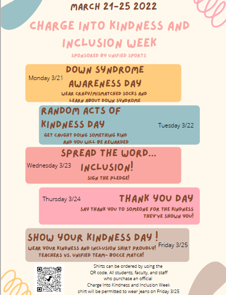 Charge Into Kindness and Inclusion Week: Information and T-Shirt Sale