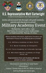 Attention Students in Grades 9-12 Interested in a Military Career