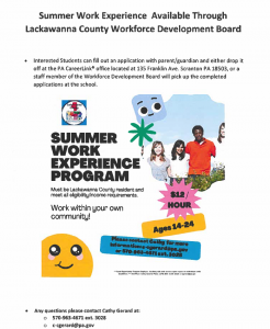 Attention Students 14 Years or Older: Summer Work Opportunity