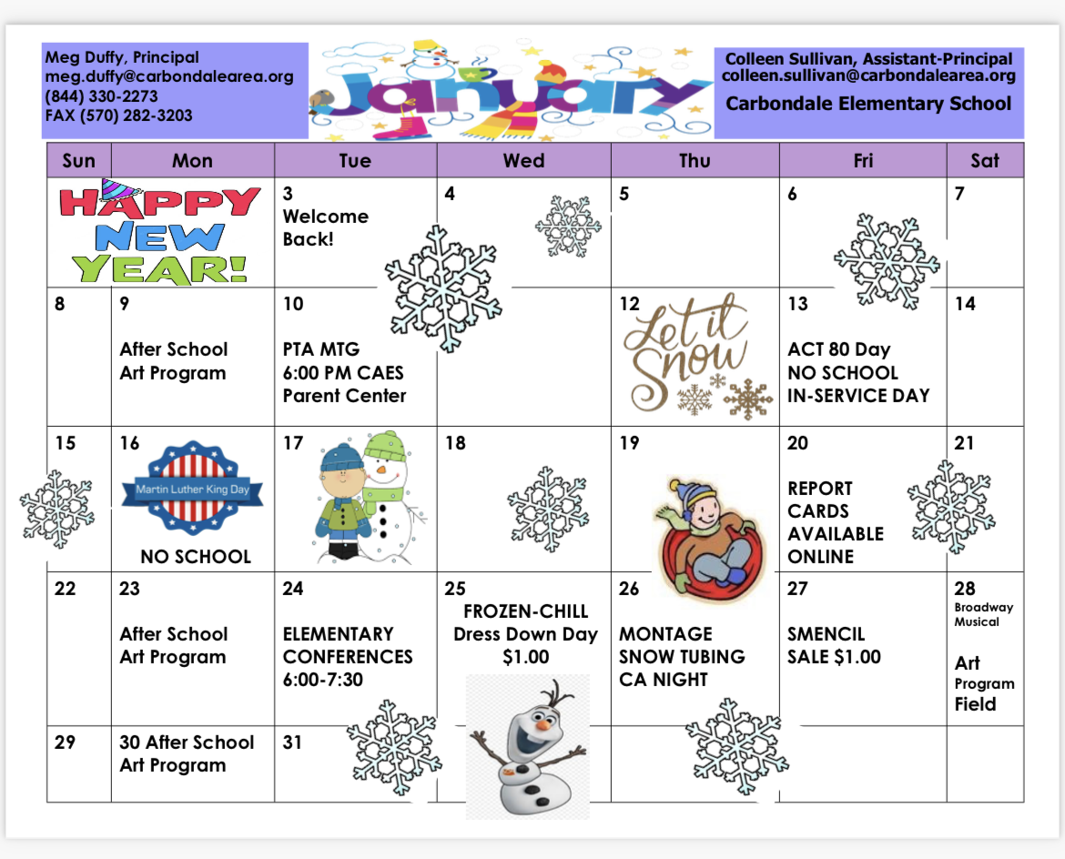 CAES January Calendar