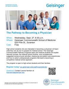 Attention High School Students: Physician Pathway Information Program
